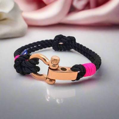 WAVES Soft Rope Bracelet Black Neon Pink