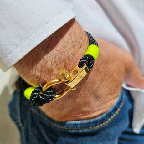 WAVES Soft Rope Bracelet Black Neon Yellow