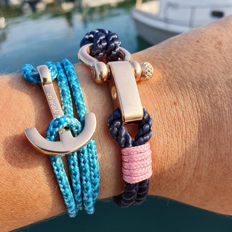 WAVES Soft Rope Bracelet Navy Blue Lavender Pink - Break Time Croatia