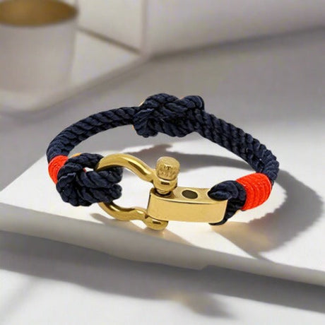 WAVES Soft Rope Bracelet Navy Blue Neon Orange