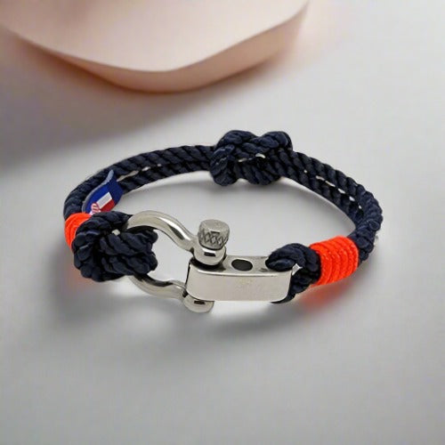 WAVES Soft Rope Bracelet Navy Blue Neon Orange