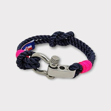 WAVES Soft Rope Bracelet Navy Blue Neon Pink