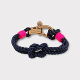 WAVES Soft Rope Bracelet Navy Blue Neon Pink