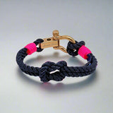 WAVES Soft Rope Bracelet Navy Blue Neon Pink