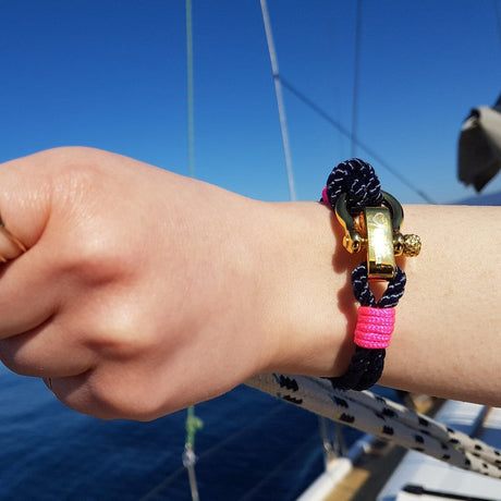 WAVES Soft Rope Bracelet Navy Blue Neon Pink