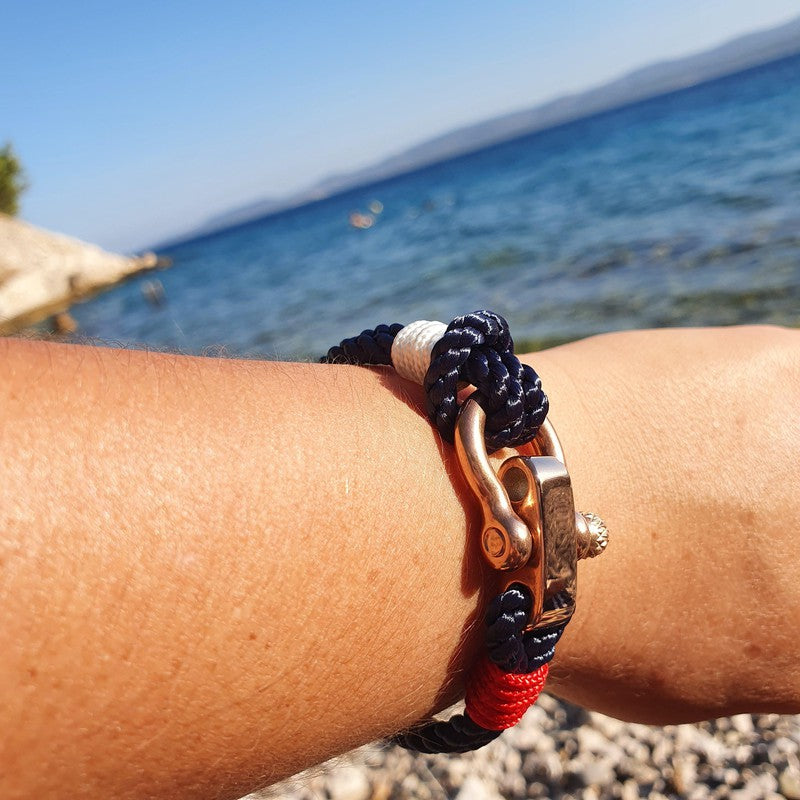 WAVES Soft Rope Bracelet Navy Blue Red White