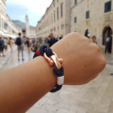 WAVES Soft Rope Bracelet Navy Blue Red White