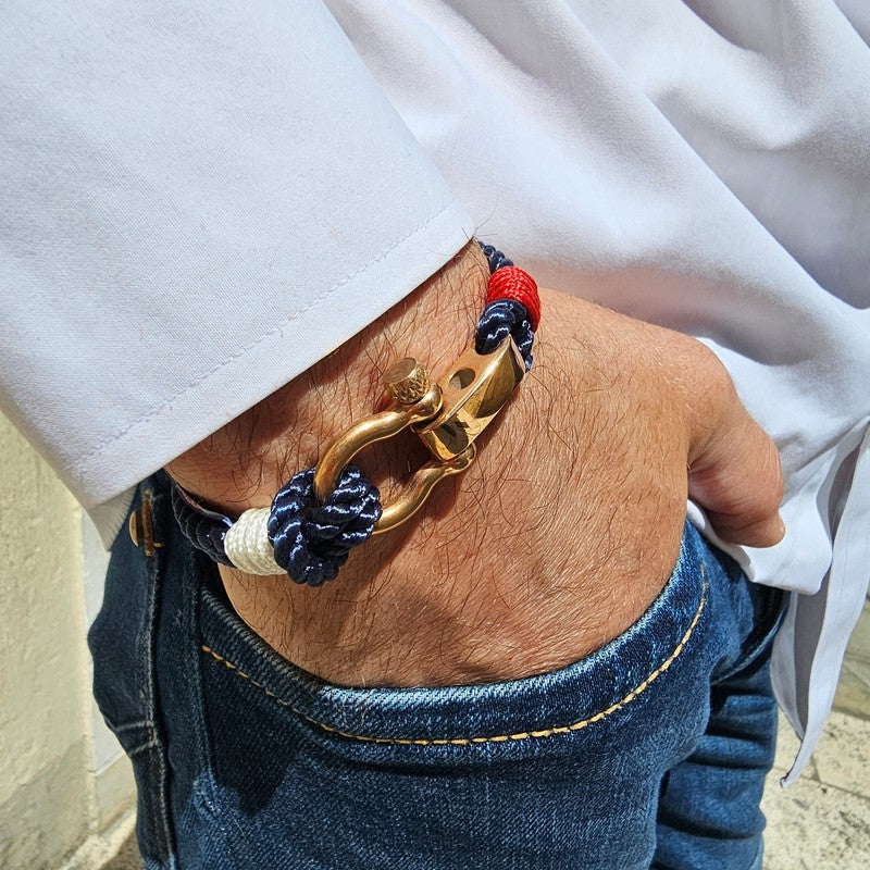 WAVES Soft Rope Bracelet Navy Blue Red White