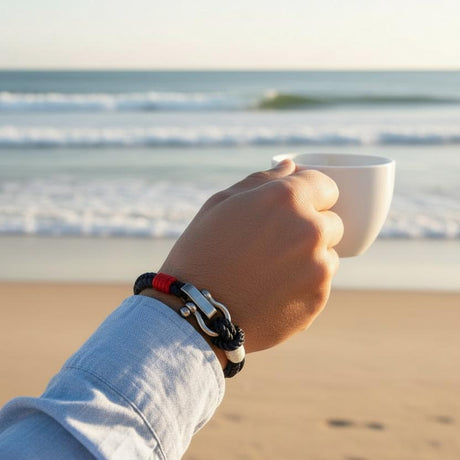WAVES Soft Rope Bracelet Navy Blue Red White