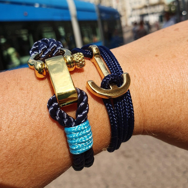 WAVES Soft Rope Bracelet Navy Blue Turquoise