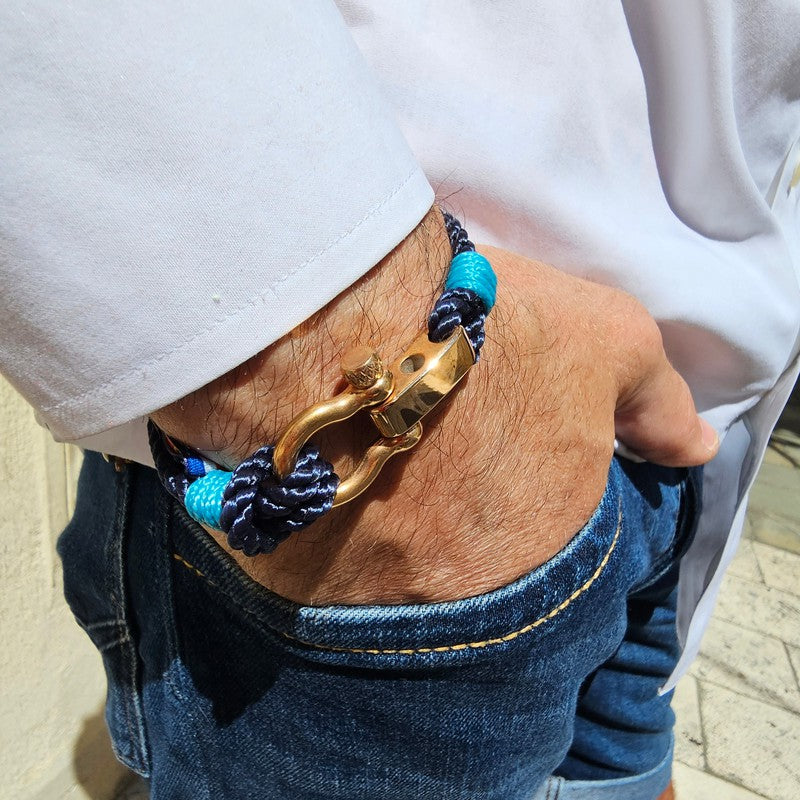 WAVES Soft Rope Bracelet Navy Blue Turquoise Break Time Croatia