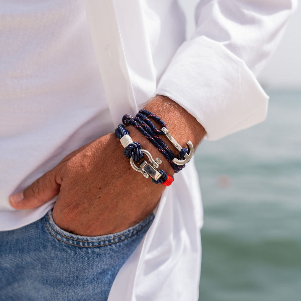 YACHT CLUB navy blue dots big anchor bracelet YCB20 Break Time