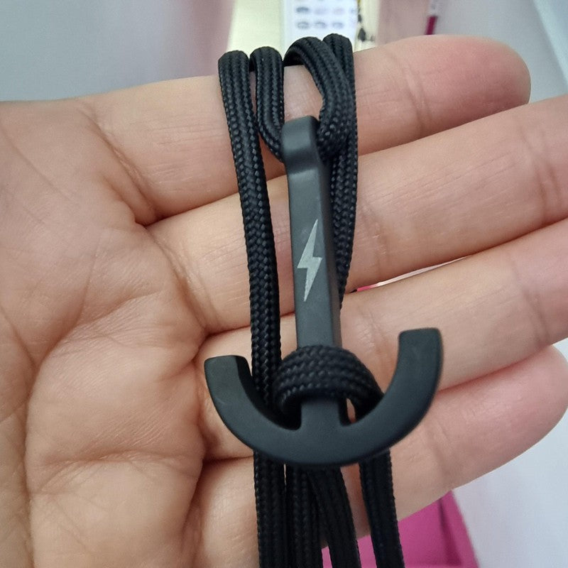 Nautical Black Diamond Nautical Anchor Bracelet Stainless Steel 167  handmade for $ 28.00