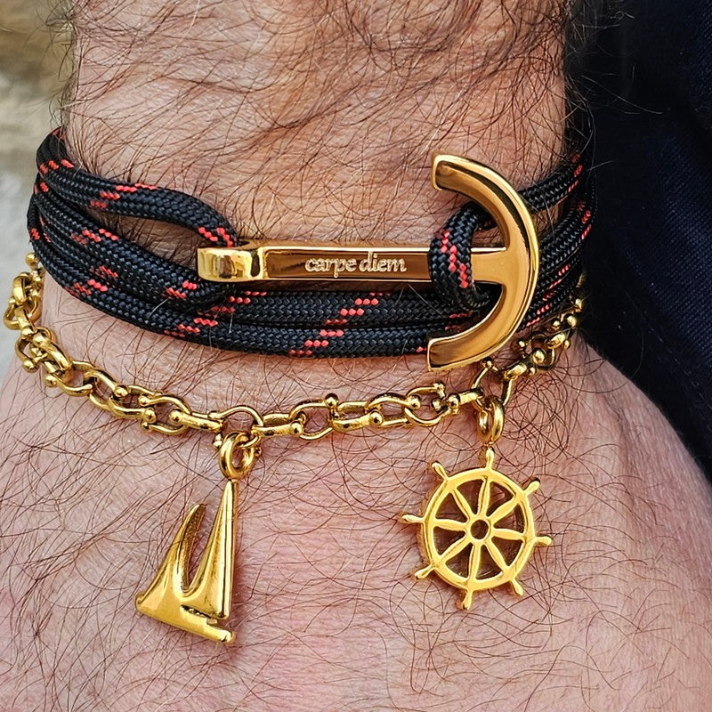 YACHT CLUB big anchor bracelet black red