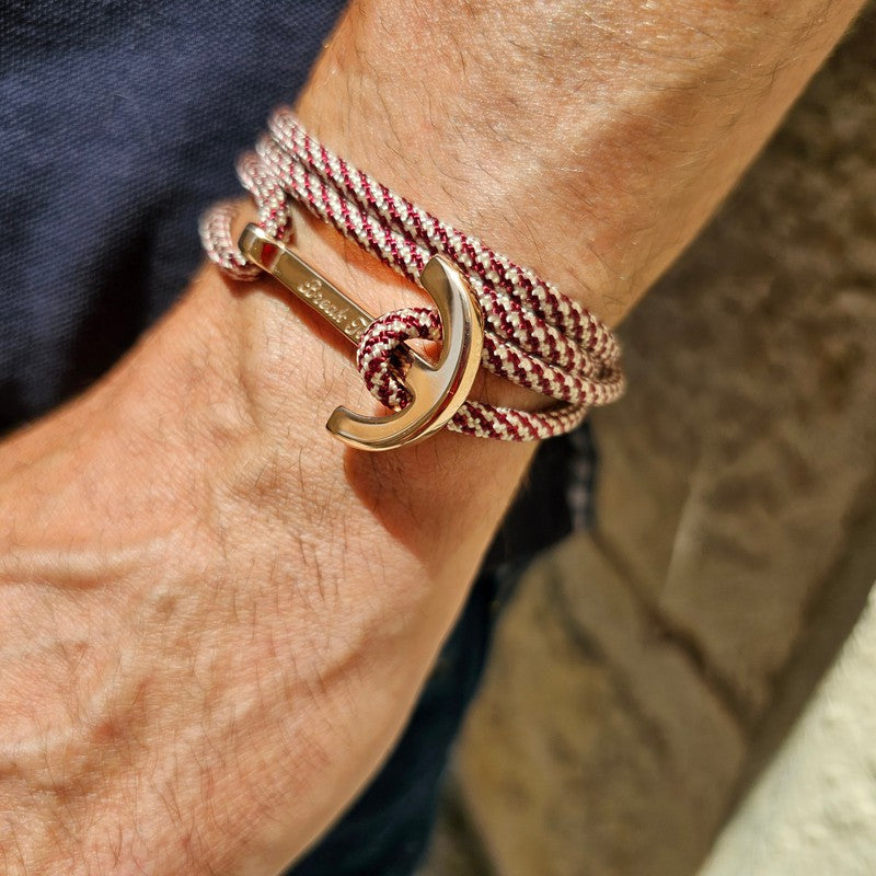 YACHT CLUB big anchor bracelet burgundy mix