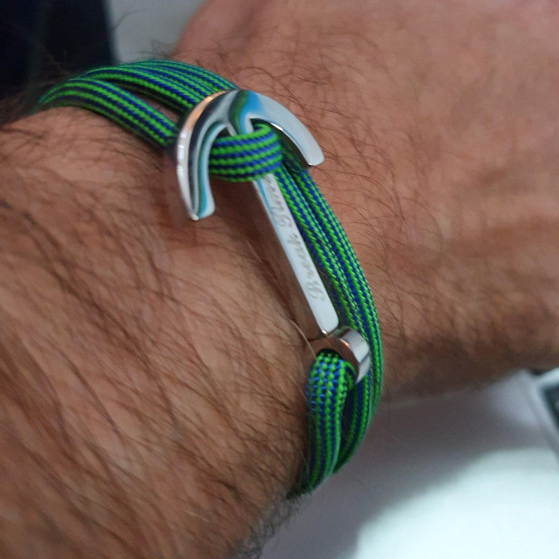 YACHT CLUB big anchor bracelet green lines