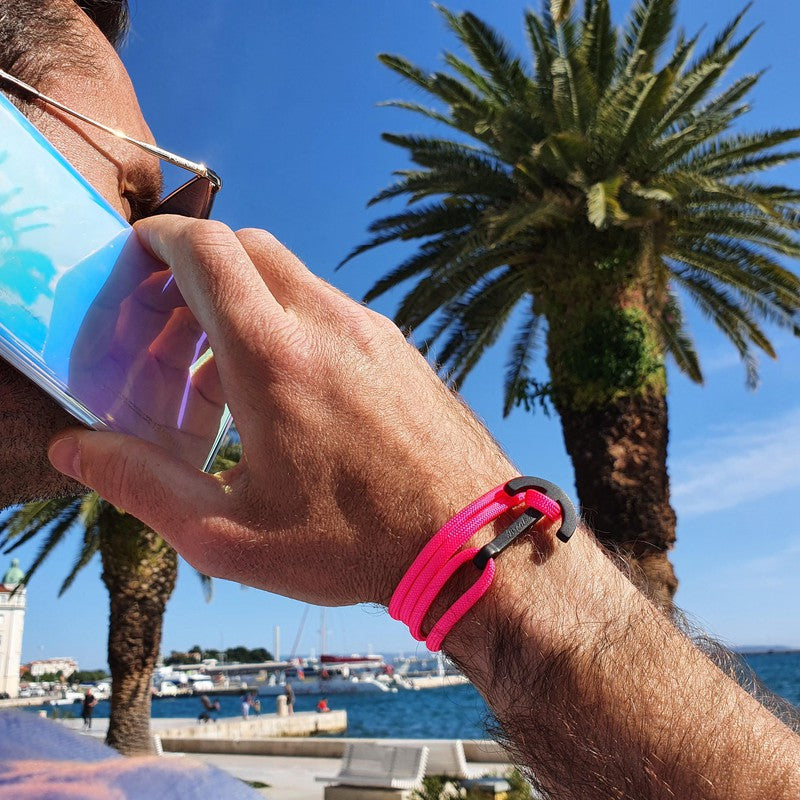 YACHT CLUB big anchor bracelet neon pink