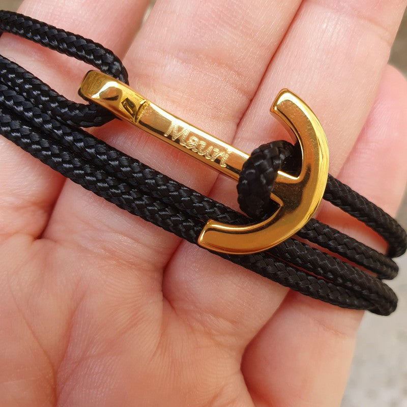 Men's Nautical Style Anchor Buckle Leather Belt (Gift Anchor Bracelet)