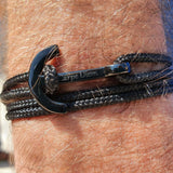 YACHT CLUB medium anchor bracelet black