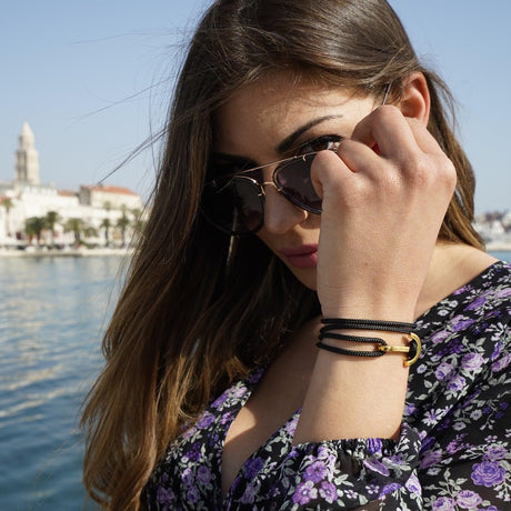 YACHT CLUB medium anchor bracelet black