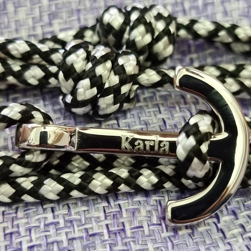 YACHT CLUB medium anchor bracelet black white
