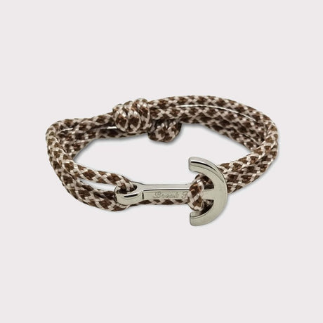 YACHT CLUB medium anchor bracelet brown white