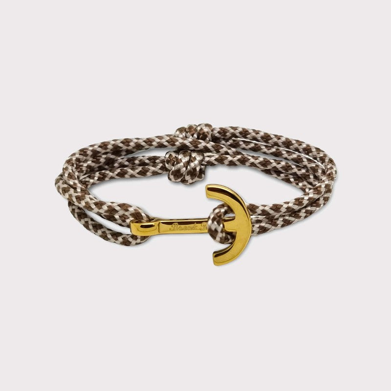 YACHT CLUB medium anchor bracelet brown white