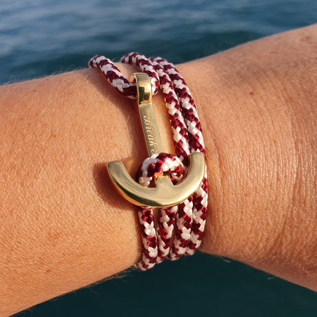 YACHT CLUB medium anchor bracelet burgundy white