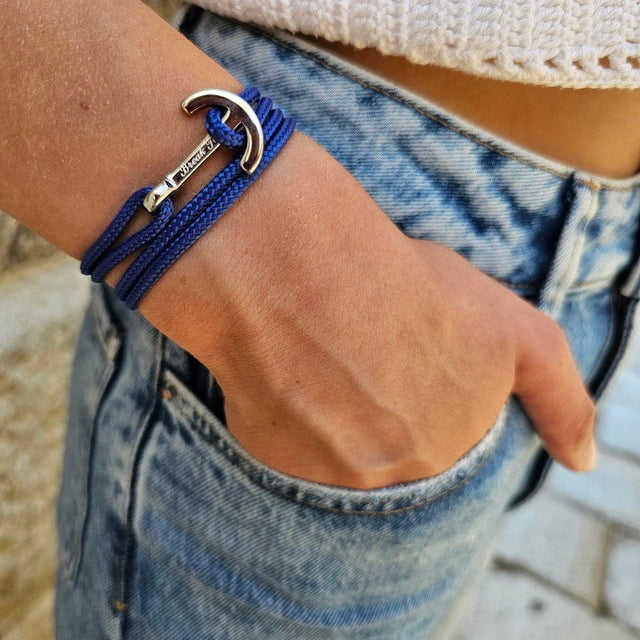 YACHT CLUB medium anchor bracelet denim blue