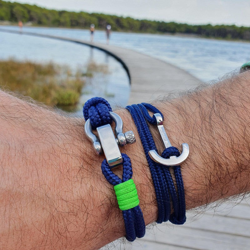 String Bracelet Metal Ship Wheel - Turquoise 