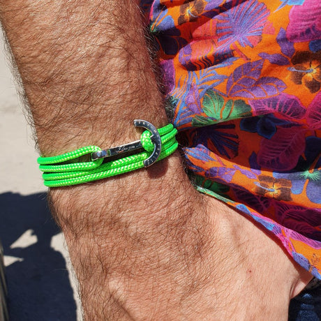 YACHT CLUB medium anchor bracelet neon green