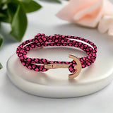 YACHT CLUB medium anchor bracelet neon pink