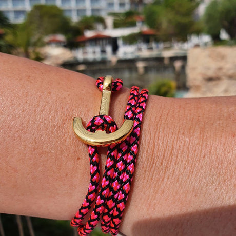 YACHT CLUB medium anchor bracelet neon pink