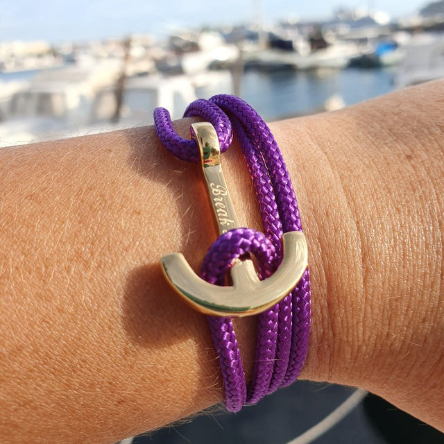 YACHT CLUB medium anchor bracelet neon purple