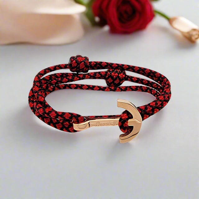 YACHT CLUB medium anchor bracelet red black