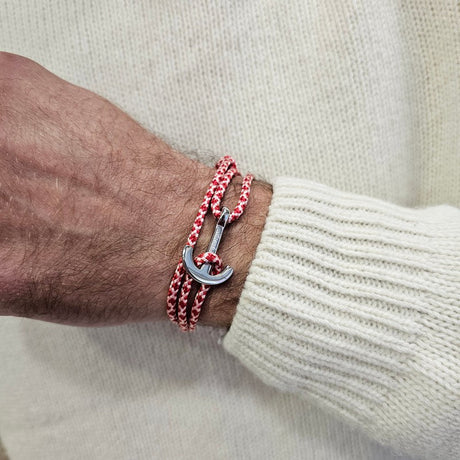 YACHT CLUB medium anchor bracelet red white