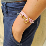 YACHT CLUB medium anchor bracelet rose pink white