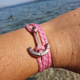 YACHT CLUB medium anchor bracelet rose pink white