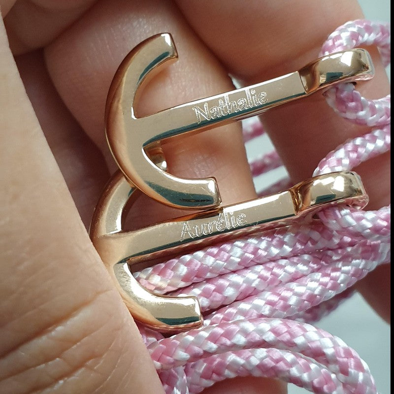 YACHT CLUB medium anchor bracelet rose pink white