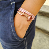 YACHT CLUB medium anchor bracelet rose pink white