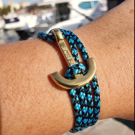 YACHT CLUB medium anchor bracelet turquoise black