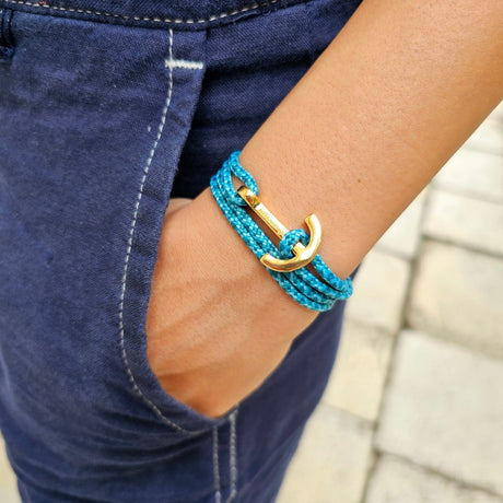 YACHT CLUB medium anchor bracelet turquoise blue