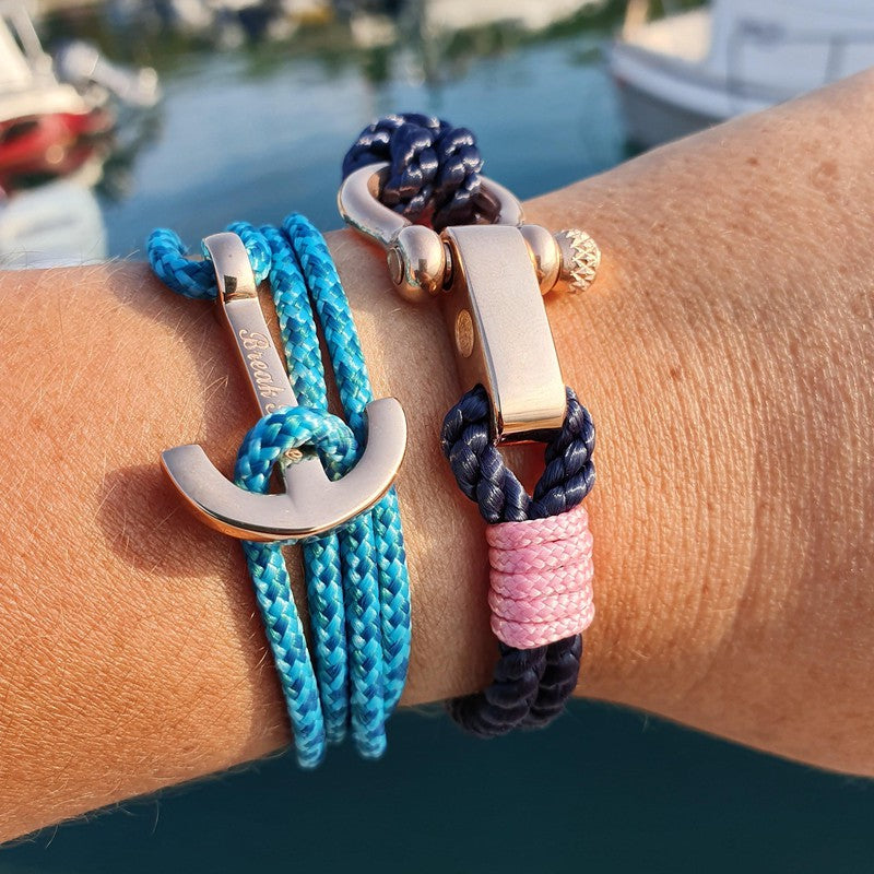 YACHT CLUB medium anchor bracelet turquoise blue