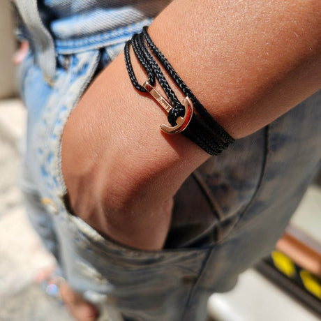 YACHT CLUB mini anchor bracelet black