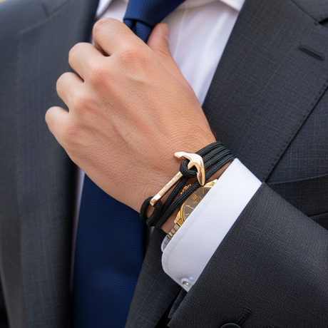 YACHT CREW big anchor bracelet black