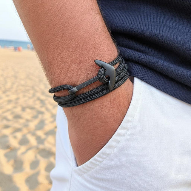 YACHT CREW big anchor bracelet black