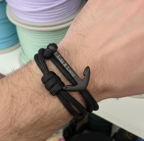 YACHT CREW big anchor bracelet black