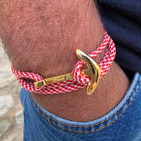 YACHT CREW big anchor bracelet candy cane