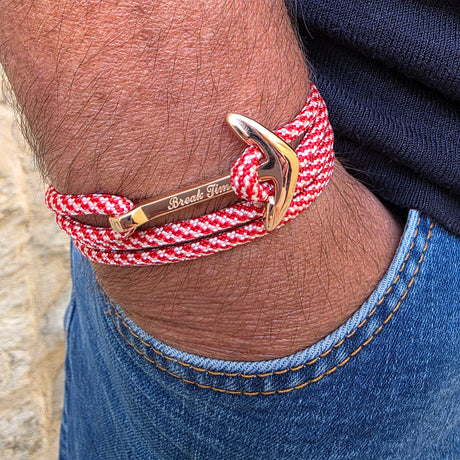 YACHT CREW big anchor bracelet candy cane