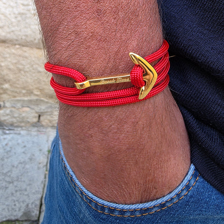 YACHT CREW big anchor bracelet red